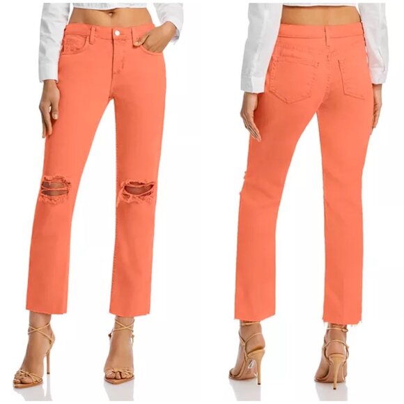 New L'AGENCE Milana Low Rise Stovepipe Straight-Leg Jean in Bright Coral size 34 - Picture 1 of 15